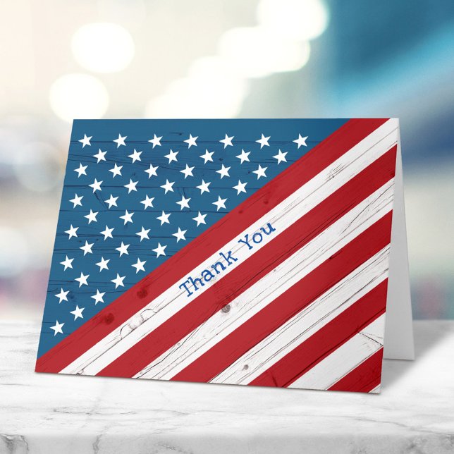 Carte De Remerciements Stars & Stripes Patriotique USA Rustic American Dr (Créateur téléchargé)