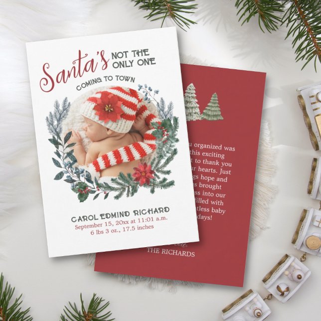 Carte De Remerciements Statistiques de naissance élégante Baby shower pho (Créateur téléchargé)