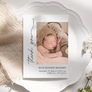 Carte De Remerciements Statistiques de naissance moderne Nouveau-né Photo