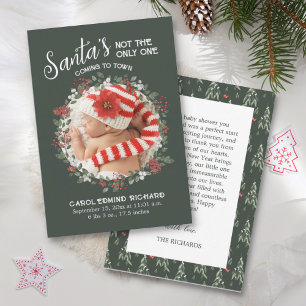 Carte De Remerciements Statistiques de naissance verte Baby shower photo 