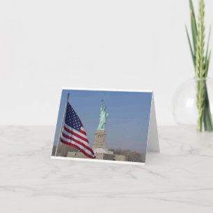 Carte De Remerciements Statue de la Liberté et drapeau américain Patrioti