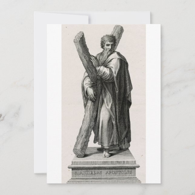 Carte De Remerciements Statue de Saint André Apôtre avec croix (Devant)