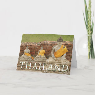 Carte De Remerciements Statues de Bouddhas assis Ayutthaya, Thaïlande