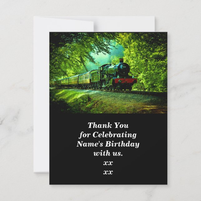 Carte De Remerciements Steam Train Homme's Birthday Party (Devant)