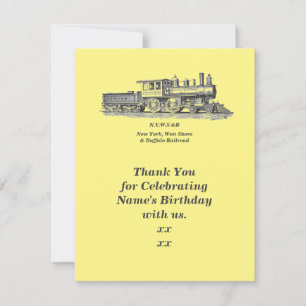 Carte De Remerciements Steam Train Homme's Birthday Party