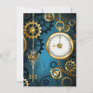 Carte De Remerciements Steampunk Arrière - plan turquoise avec Gears