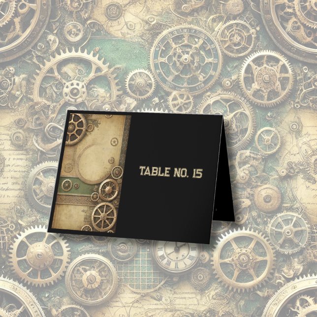 Carte De Remerciements Steampunk Victorian Gearwork Mariage Numéro de tab (Créateur téléchargé)