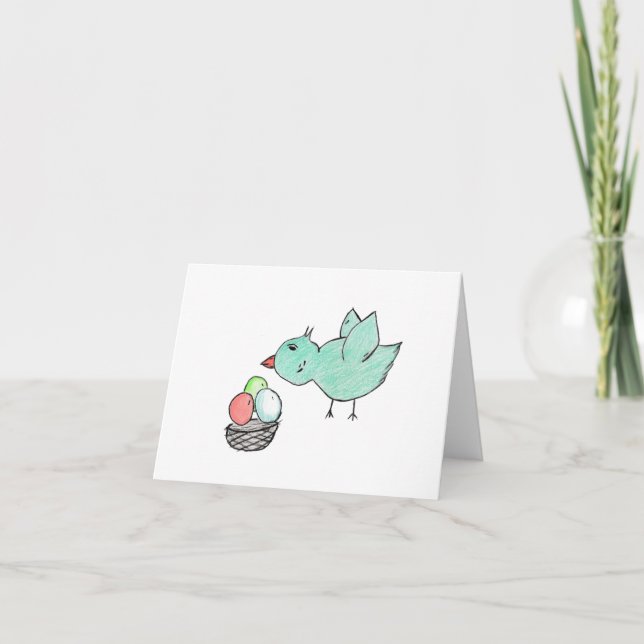 Carte De Remerciements Sticker de Pâques aux oiseaux bleus (Devant)