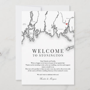 Carte De Remerciements Stonington CT Mariage Welcome Letter Noir Blanc