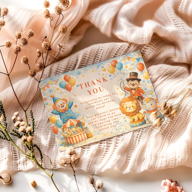 Carte De Remerciements Storybook Circus Friends Birthday (Créateur téléchargé)