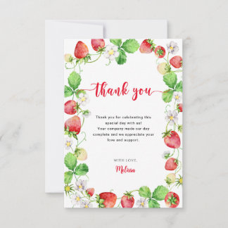 Carte De Remerciements Strawberry Baby Shower
