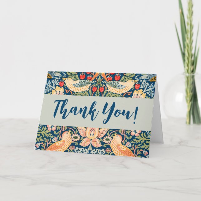 Carte De Remerciements Strawberry Thief of William Morris (Devant)