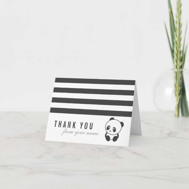 Carte De Remerciements Striped panda thank (Devant)