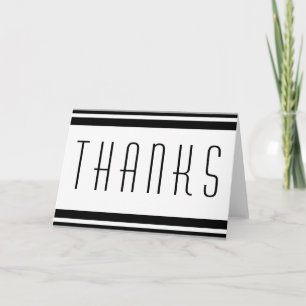 Carte De Remerciements STRIPES SPORTIVES - Blanc gris noir + votre texte