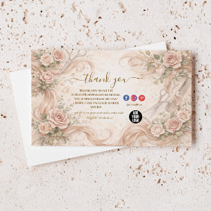 Carte De Remerciements Studio de coiffure Rose Blush Illustration