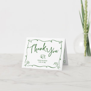 Carte De Remerciements Style de doodle dessiné à la main vert pour la rem
