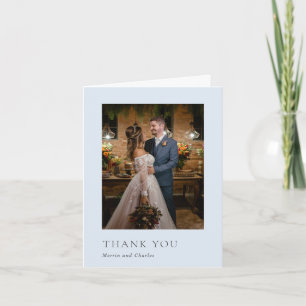 Carte De Remerciements Style Poudre bleu photo Mariage moderne