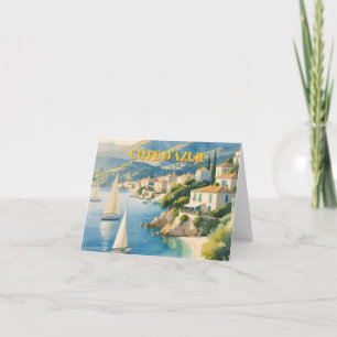 Carte De Remerciements Style vintage Côte d'Azur Voyage en France