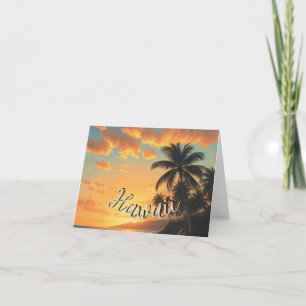 Carte De Remerciements Style vintage Hawaii Travel Coast Sea Sunset