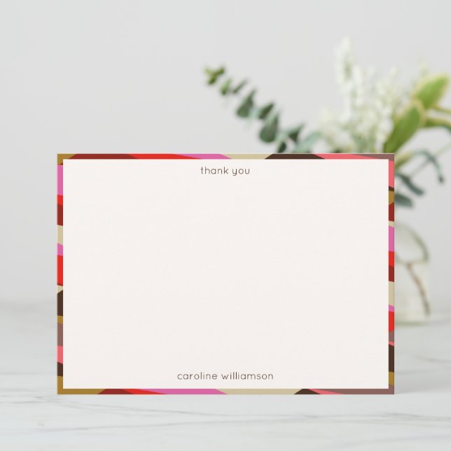 Carte De Remerciements Stylish Bold 60s Geometric Border Personalized  (Debout devant)