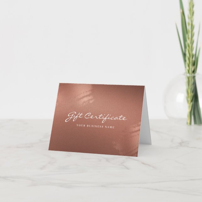 Carte De Remerciements Stylish Bronze Business Gift Certificate Card (Devant)