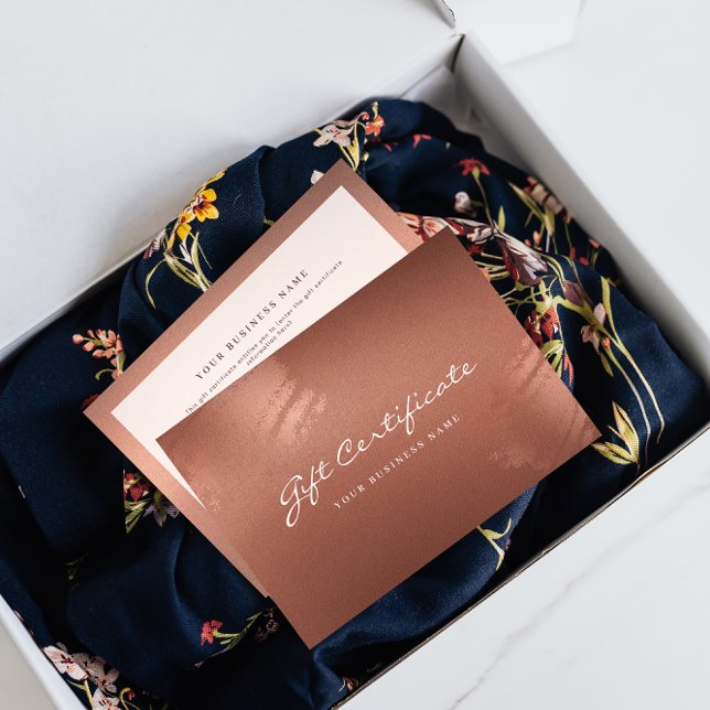 Carte De Remerciements Stylish Bronze Business Gift Certificate Card (Stylish Bronze Business Gift Certificate Card)