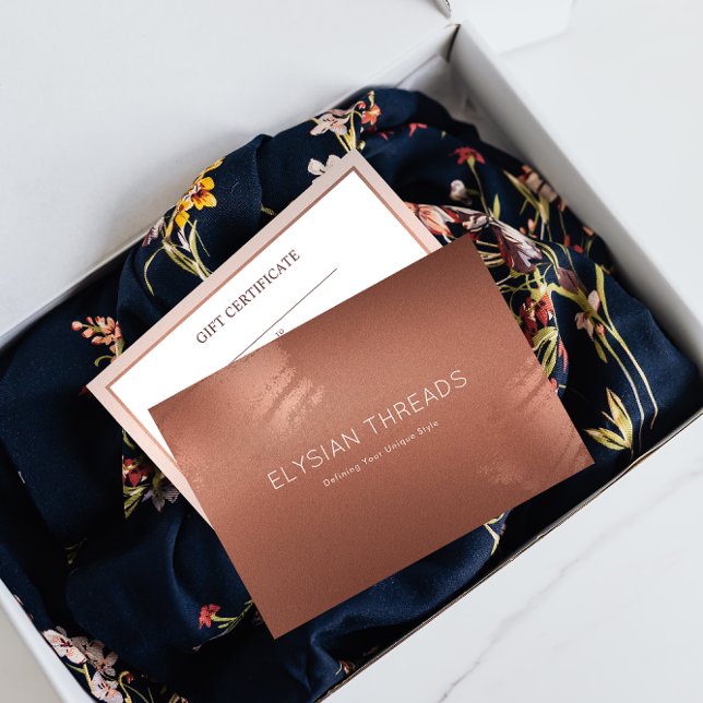 Carte De Remerciements Stylish Bronze Business Gift Certificate Card (Stylish Bronze Business Gift Certificate Card)