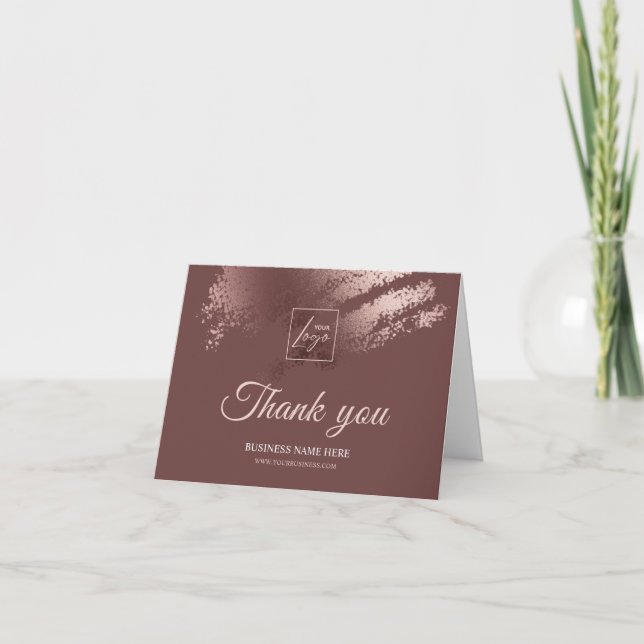 Carte De Remerciements Stylish Bronze Business Logo Folded Thank You Card (Devant)