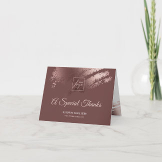 Carte De Remerciements Stylish Bronze Special Thanks Business Gift Card
