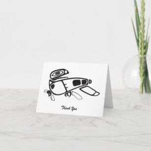 Carte De Remerciements Stylo de conception corbeau et dessin d'encre plié