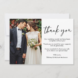 Carte De Remerciements Stylo d'encre de calligraphie moderne Mariage phot