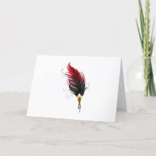 Carte De Remerciements Stylo rouge en plumes avec nib or