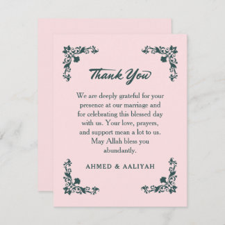 Carte De Remerciements Subtle Grace Blush & Slate Gray Floral Wedding
