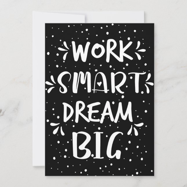 Carte De Remerciements Success Quote Work Smart Dream Big (Devant)