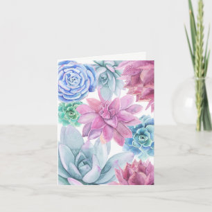 Carte De Remerciements Succulentes Moderne Élégant Fleur Blanche Élégant