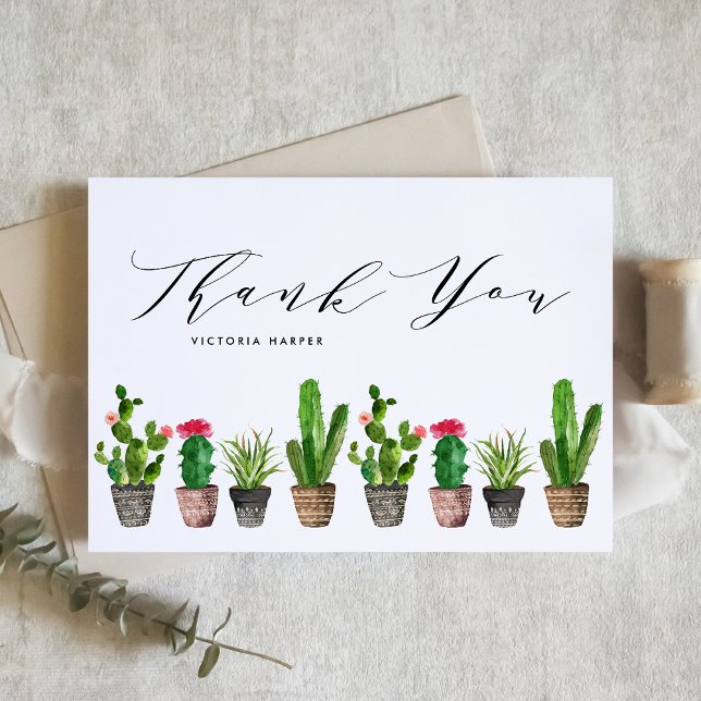 Carte De Remerciements Succulents et Cactus en pot Boho pour la Remise de (Créateur téléchargé)