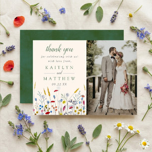 Carte De Remerciements Suite de mariage Prairie de fleurs sauvages - Phot