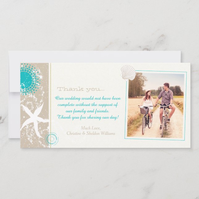 Carte De Remerciements Summer Beach Wedding Celebration Photo Thank You (Devant)