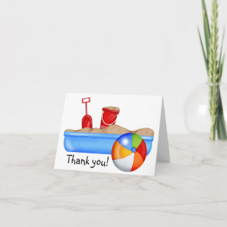 Carte De Remerciements Summer Fun Sand box Beach Ball