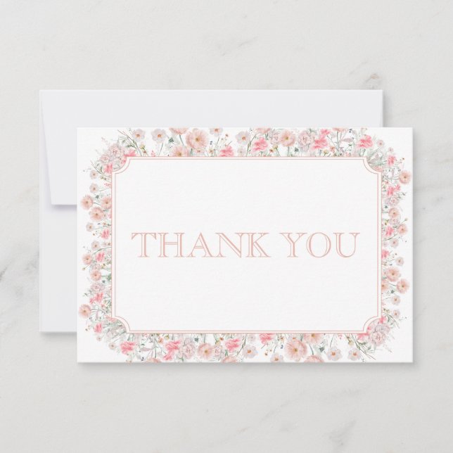 Carte De Remerciements Summer Pink Wildflower Baby Shower (Devant)