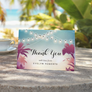 Carte De Remerciements Summer Sunset String Lights Thank You Card