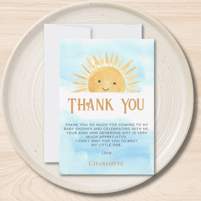 Carte De Remerciements Sun Blue Sky Baby Shower Thank You (Créateur téléchargé)