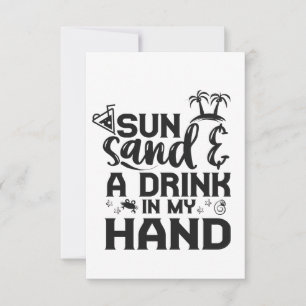 Carte De Remerciements Sun Sand and Drink in My Hand Funny Summer Vacay