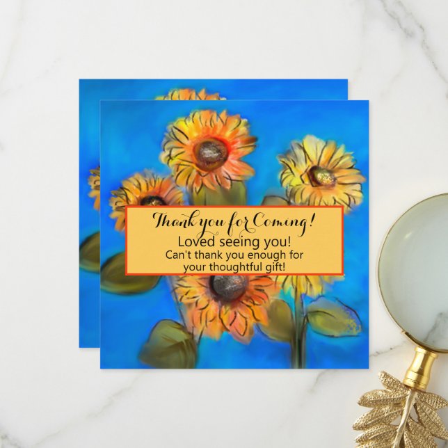 Carte De Remerciements Sunflower Art original Décontracté (Devant/Arrière en situation)