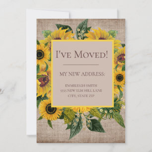 Carte De Remerciements Sunflower Burlap Moving Change Adresse