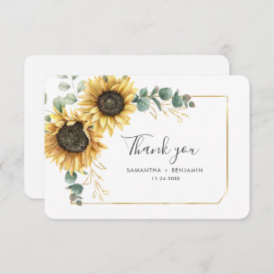 Carte De Remerciements Sunflower Eucalyptus Mariage botanique
