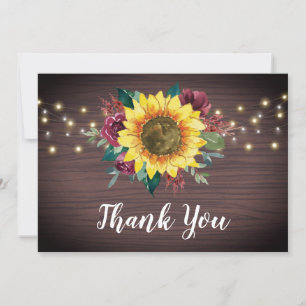 Carte De Remerciements Sunflowers Bourgogne Lumières Florales Mariage en 