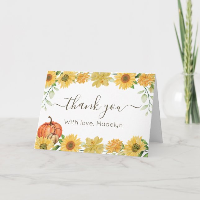 Carte De Remerciements Sunflowers & Pumpkins thank you card (Devant)
