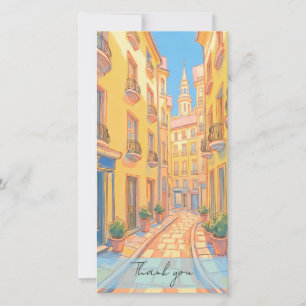 Carte De Remerciements Sunny European Street Architecture confortable Art