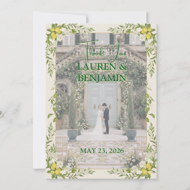 Carte De Remerciements Sunny Lemon Wedding Thank You Card (Devant)